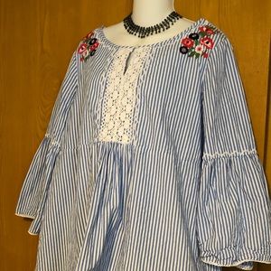 Crown & Ivy Women Blue 3/4 Sleeve Blouse XXL